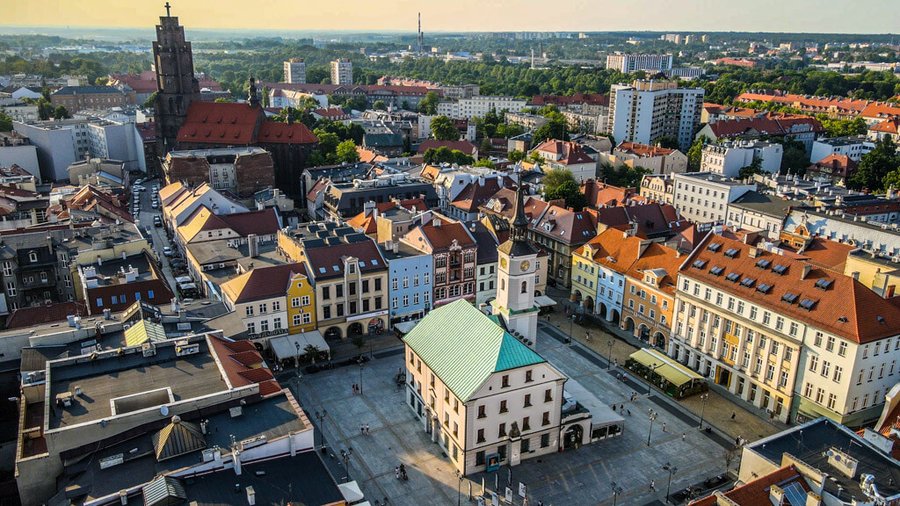 Rynek w Gliwicach z lotu ptaka