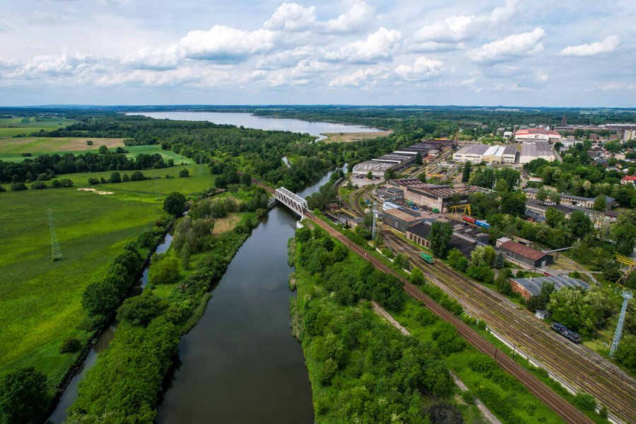 Port śródlądowy w Gliwicach, widok z drona