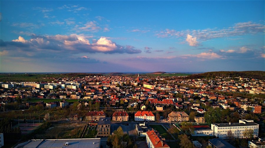 Panorama Radzionkowa o zachodzie słońca