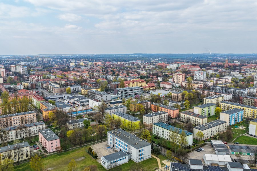 Zabrze z lotu ptaka, widok na osiedla