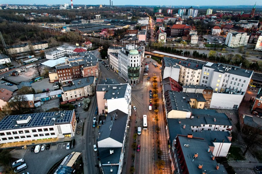 Centrum Zabrza z lotu ptaka